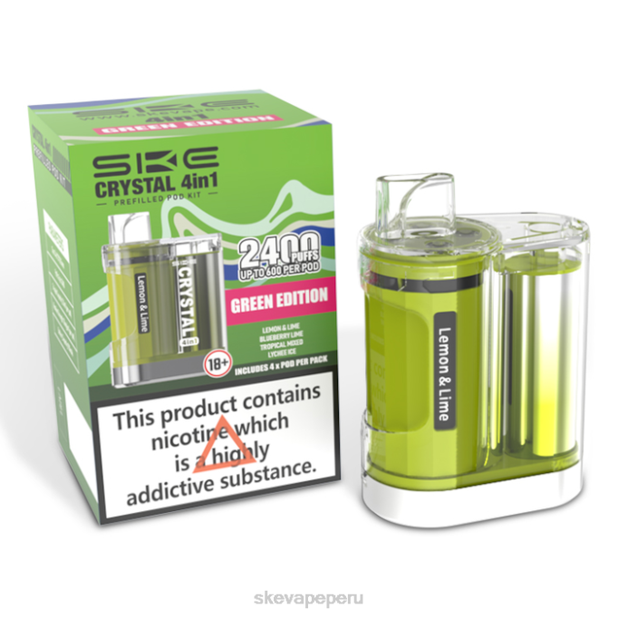 SKE Vape Authentication - SKE Crystal 2400 kit de cápsulas 4 en 1 mixto edición verde JZZP97